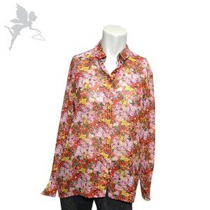 ROSEANNA Made in France Romantic Floral Snap Front Top